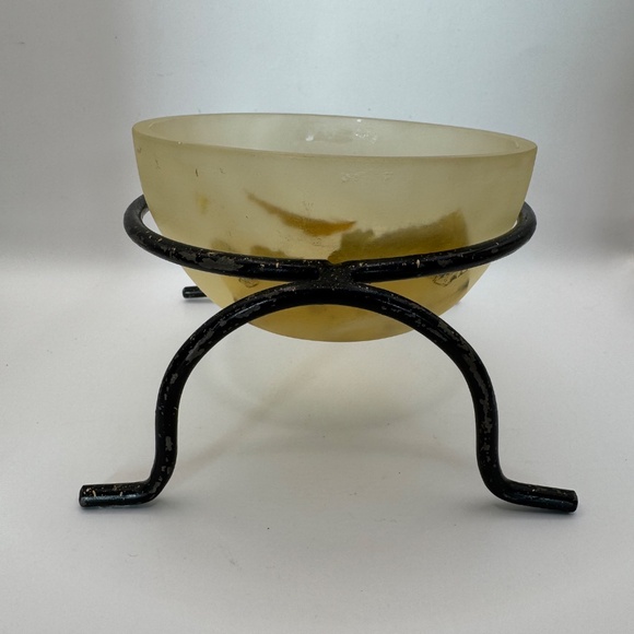 Martha Sturdy acrylic bowl with floating gold leaf in metal stand. Rare - Picture 3 of 11